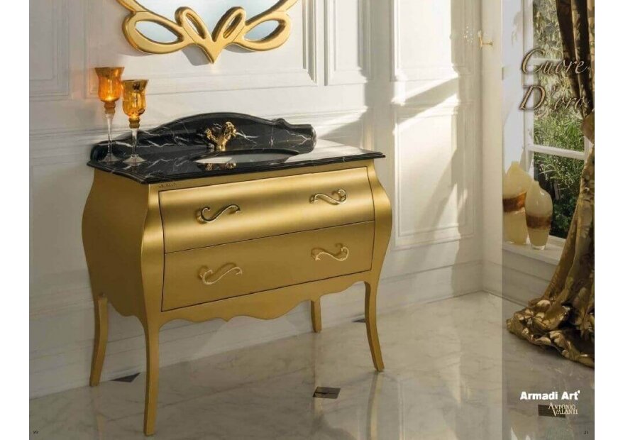 ארון אמבט בגוון זהב בסגנון קלאסי