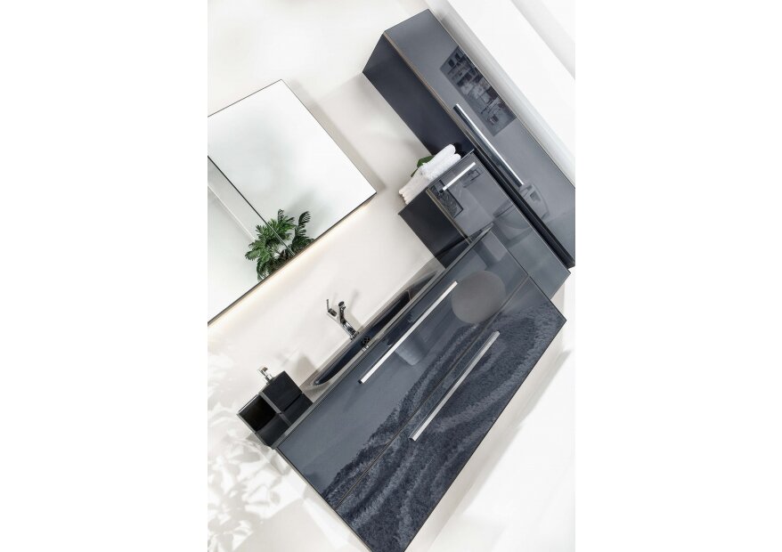 ארון אמבטיה תלוי דגם ACQUA FLAT GLASS שחור