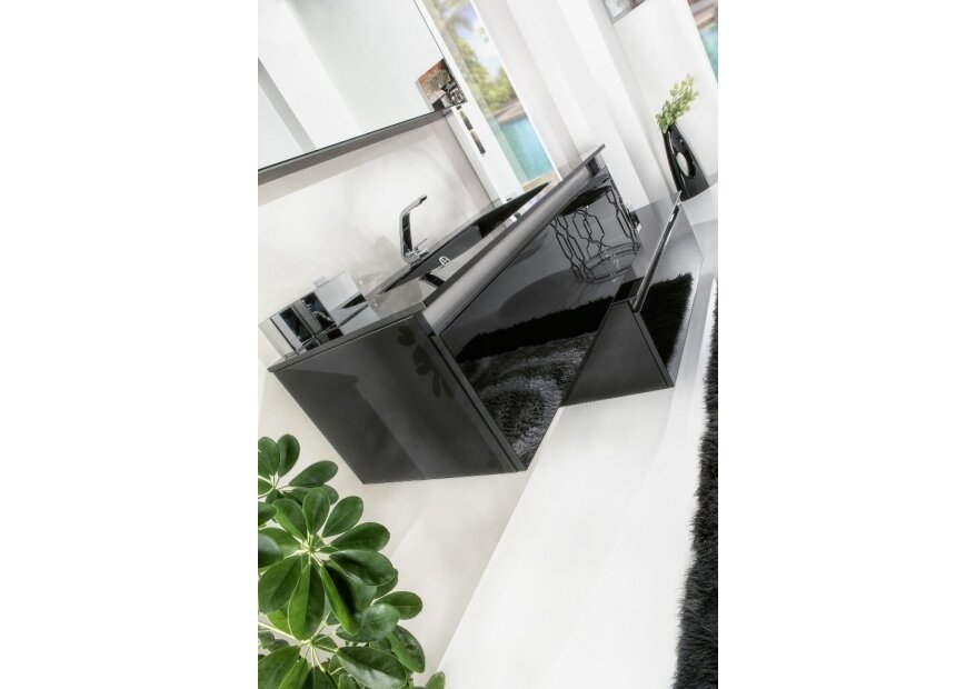 ארון אמבטיה תלוי זכוכית שחורה דגם ACQUA 