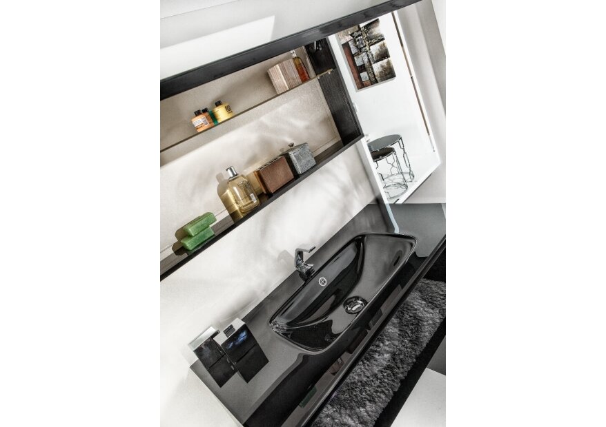 ארון אמבטיה תלוי זכוכית שחורה