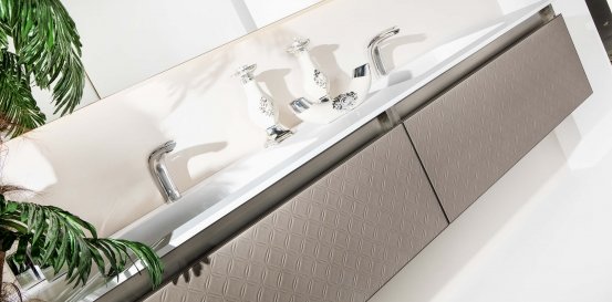 ארון אמבטיה תלוי דגם ACQUA FLAT דמוי עור