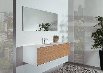 ארון אמבטיה בהתאמה אישית מינימל עם חזית במבוק 