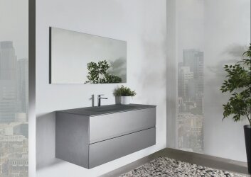 ארון אמבטיה לפי מידה עם כיור זכוכית דגם loop