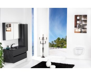ארון אמבטיה תלוי דגם VALLESSI DUE גרפיט מט עם כיור שחור מט